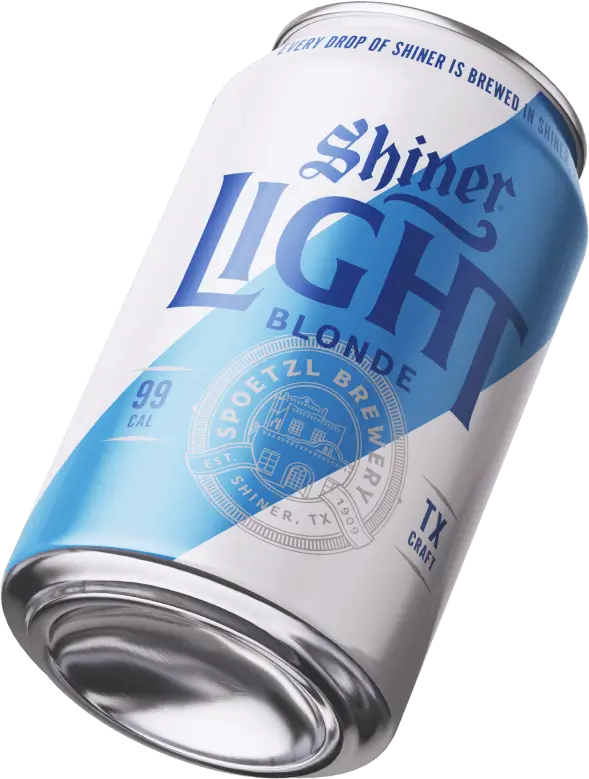 A can of Shiner Light Blonde beer.